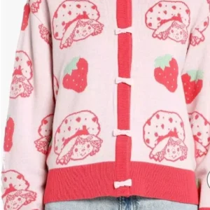 Strawberry Shortcake  bow snap closure Cardigan
