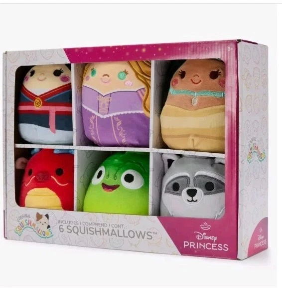 disney princesses and sidekick squishmallow plush set