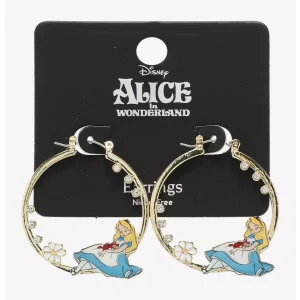 Disney Alice In Wonderland  Alice sleeping Gold Toned  Hoop Earrings