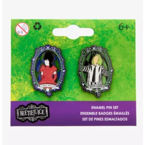 Beetlejuice  Lydia Deetz And Beetlejuice   portrait Enamel Pin Set