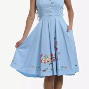 Disney Alice in wonderland Tea Party Light Blue Halter Dress