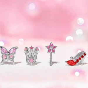 The Wizard Of Oz Glinda The Good Witch 4 piece Silver stud Earring Set