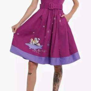 The Jetsons Collar Retro Purple Belted Dress SZ Large