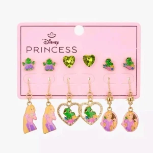 Disney Princess Rapunzel and Pascal 6 pair Earring Set